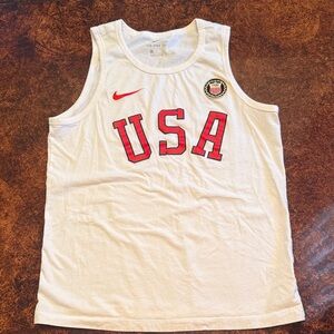 Nike White Tank Top with Red and Black USA Design